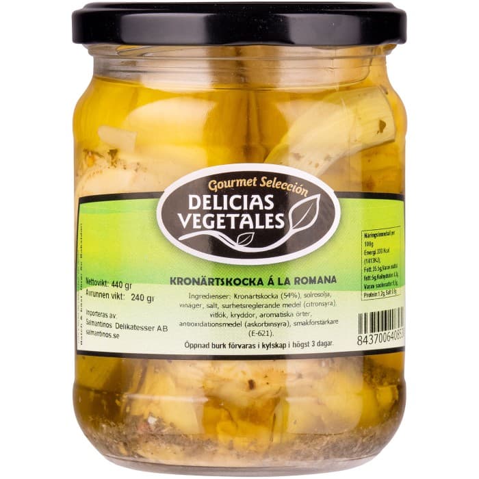 Delicias Vegetales Romerska Kronärtskockor 440g – från Delicias Vegetales – 95 kr – hos Delitea