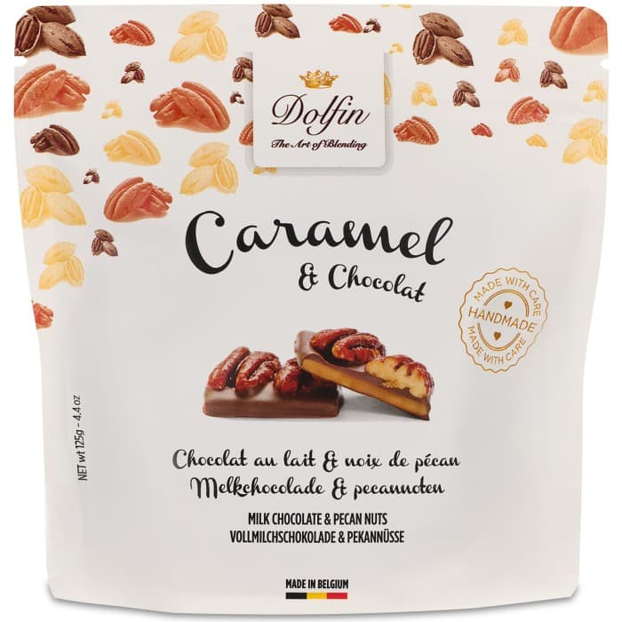 Dolfin Krokant Ljus Choklad med Karamelliserad Pekannöt 125g – från Dolfin – 141 kr – hos Delitea