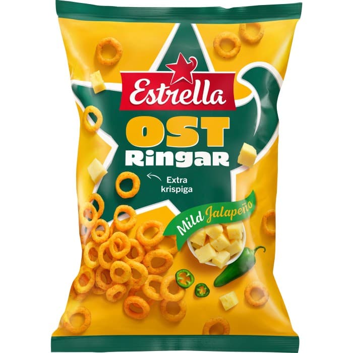 Estrella Ostringar Mild Jalapeno Extra Krispiga 200g – från Estrella – 33 kr – hos Delitea