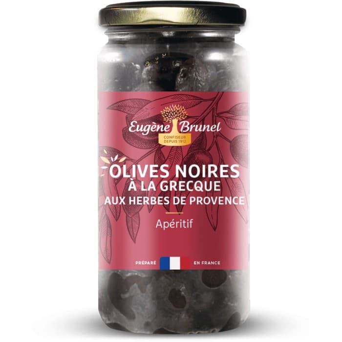 Eugène Brunel Svarta Oliver med Provencalska Kryddor 350g