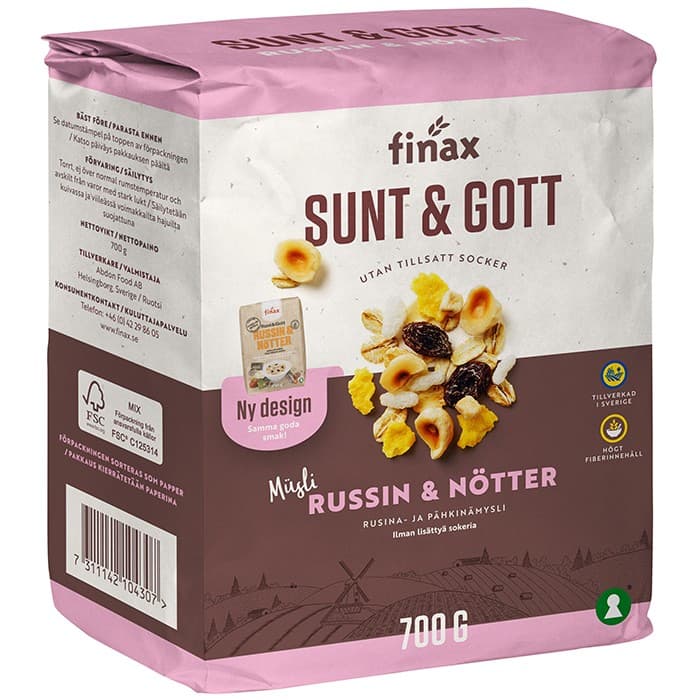 Finax Sunt & Gott Müsli Russin & Nötter 700g