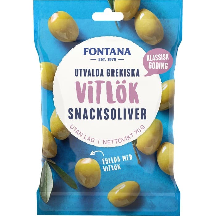Fontana Vitlök Snacksoliver 70g