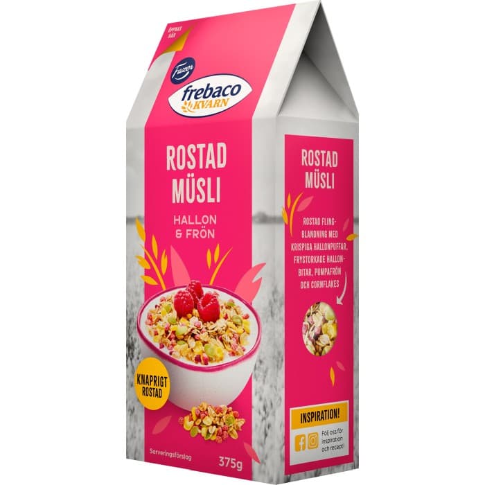Frebaco Kvarn Rostad Müsli Hallon & Frön 375g