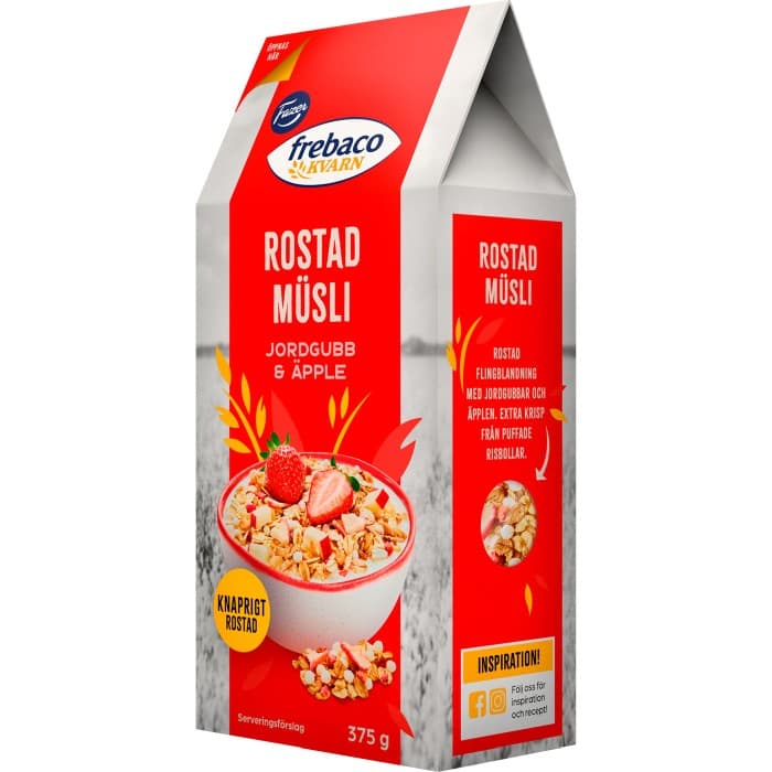 Frebaco Kvarn Rostad Müsli Jordgubb & Äpple 375g