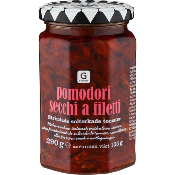 Garant Pomodori Secchi a Filetti Strimlade Soltorkade Tomater 290g