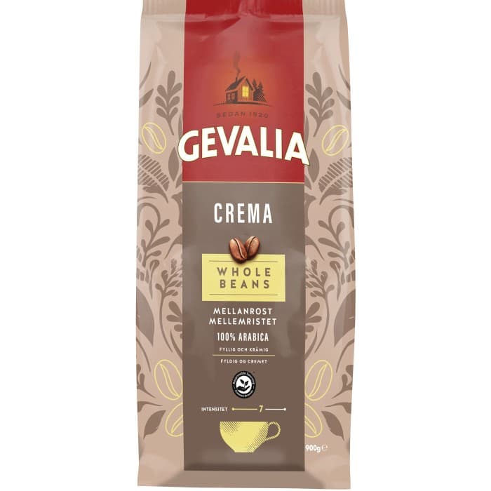 Gevalia Crema Whole Beans Mellanrost 900g