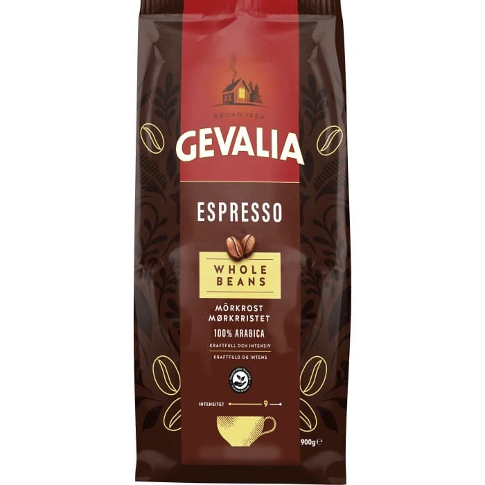 Gevalia Espresso Whole Beans Mörkrost 900g