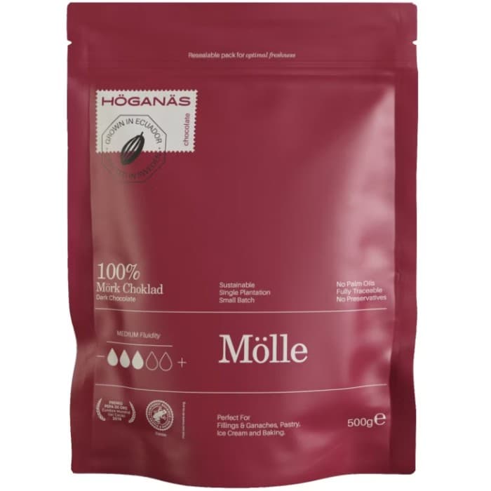 Höganäs Chocolate Mörk Choklad 100% Couverture ""MÖLLE"" 500g