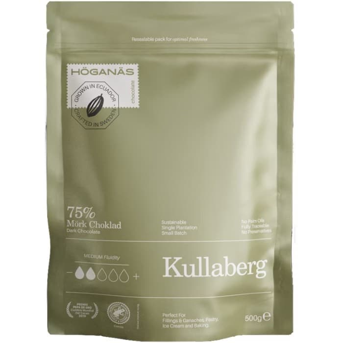 Höganäs Chocolate Mörk Choklad 75% Couverture ""KULLABERG"" 500g