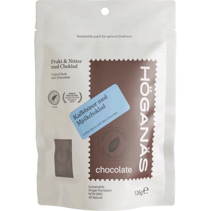 Höganäs Chocolate Dragees Kaffebönor & Mjölkchoklad 36% 135g från Höganäs Chocolate – köp hos Delitea