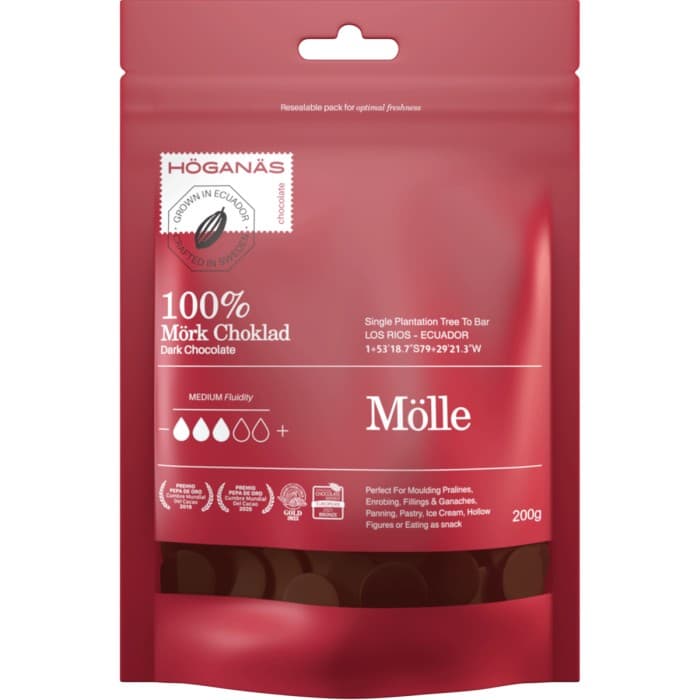 Höganäs Chocolate Mörk Choklad 100% Couverture ""MÖLLE"" 200g – från Höganäs Chocolate – 135 kr – hos Delitea