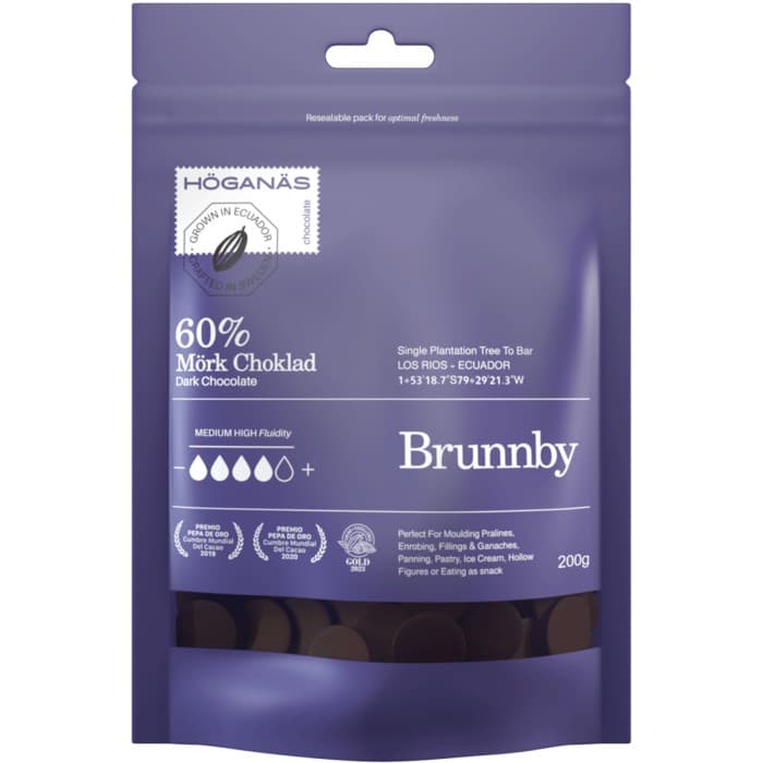 Höganäs Chocolate Mörk Choklad 60% Couverture ""BRUNNBY"" 200g – från Höganäs Chocolate – 135 kr – hos Delitea