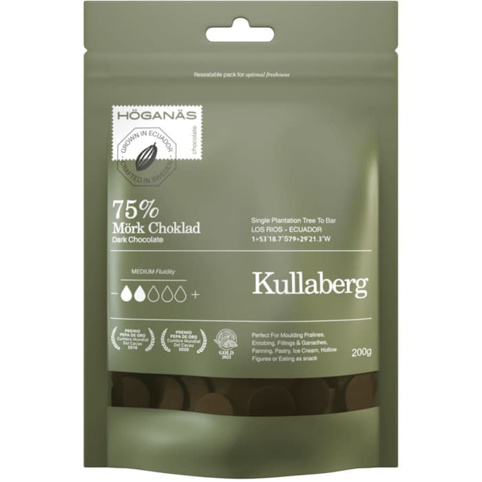 Höganäs Chocolate Mörk Choklad 75% Couverture ""KULLABERG"" 200g – från Höganäs Chocolate – 135 kr – hos Delitea