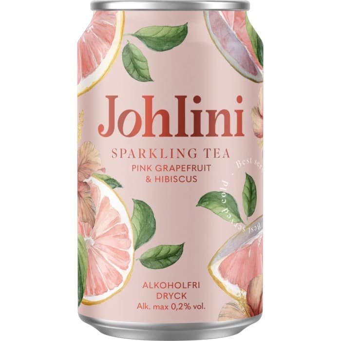 Johlini Sparkling Tea Röd Grapegrukt & Hibiskus 33cl – från Johlini – 33 kr – hos Delitea