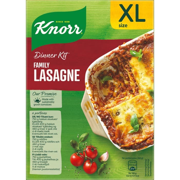 Knorr Middagskit Familjepack Lasagne 6 portioner från Knorr – köp hos Delitea