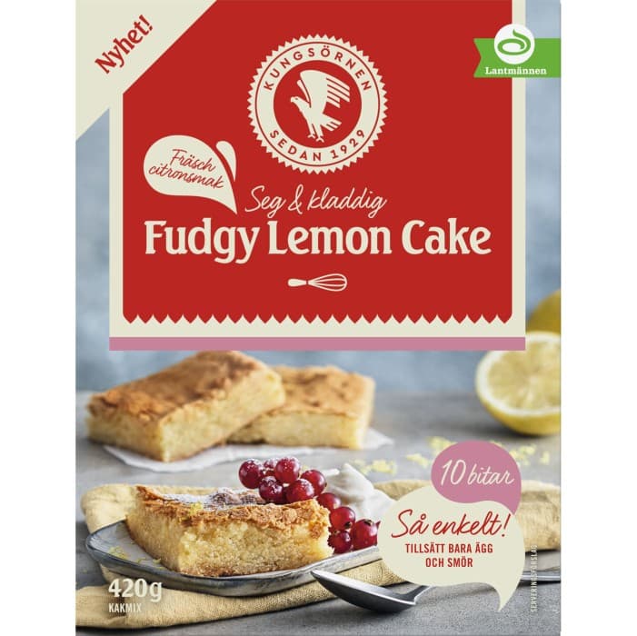Kungsörnen Fudgy Lemon Cake Mix 10 Bitar 420g