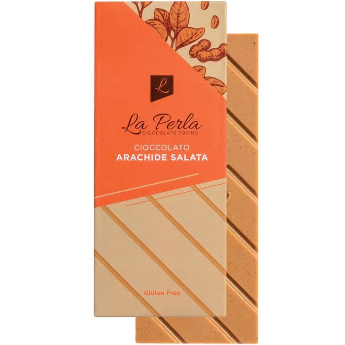 La Perla Vit Nötchoklad med Jordnöt, Kola & Havssalt 60g från La Perla – köp hos Delitea