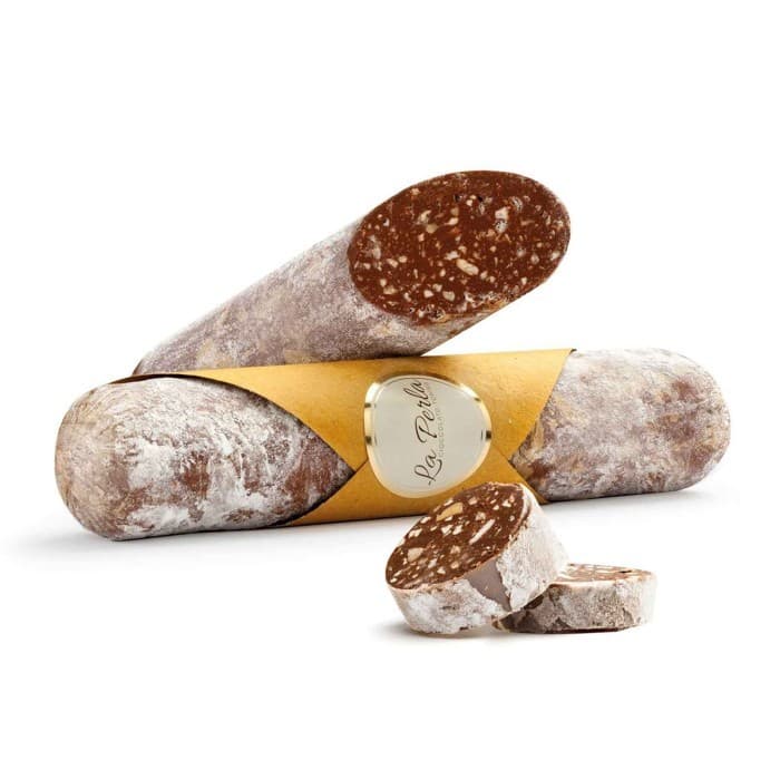 La Perla ""Tryffelsalami"" Choklad/Hasselnöt/Torrone 120g från La Perla – köp hos Delitea