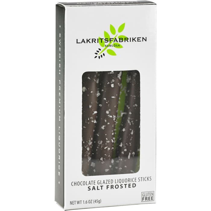 Lakritsfabriken Chocolate Glazed Liquorice Sticks Salt Frosted 45g från Lakritsfabriken i Ramlösa – köp hos Delitea