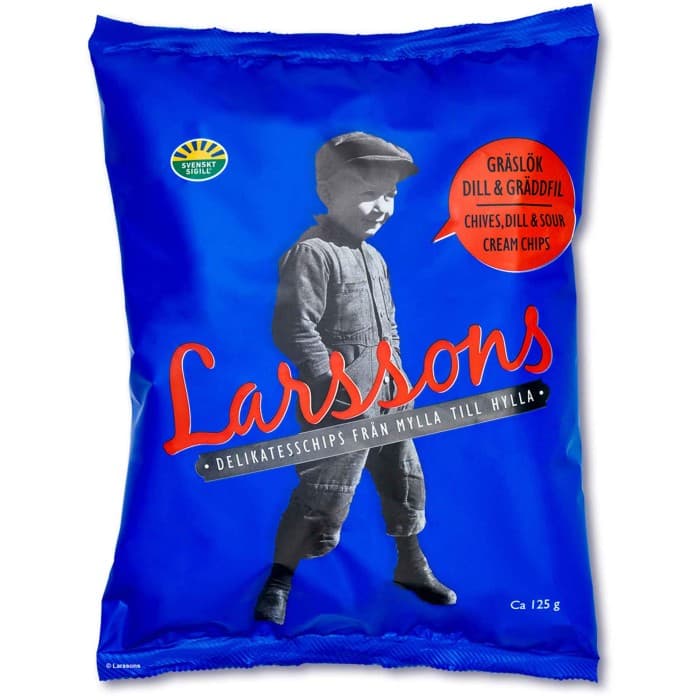 Larssons Chips Gräslök, Dill & Gräddfil 125g från Larssons Chips – köp hos Delitea