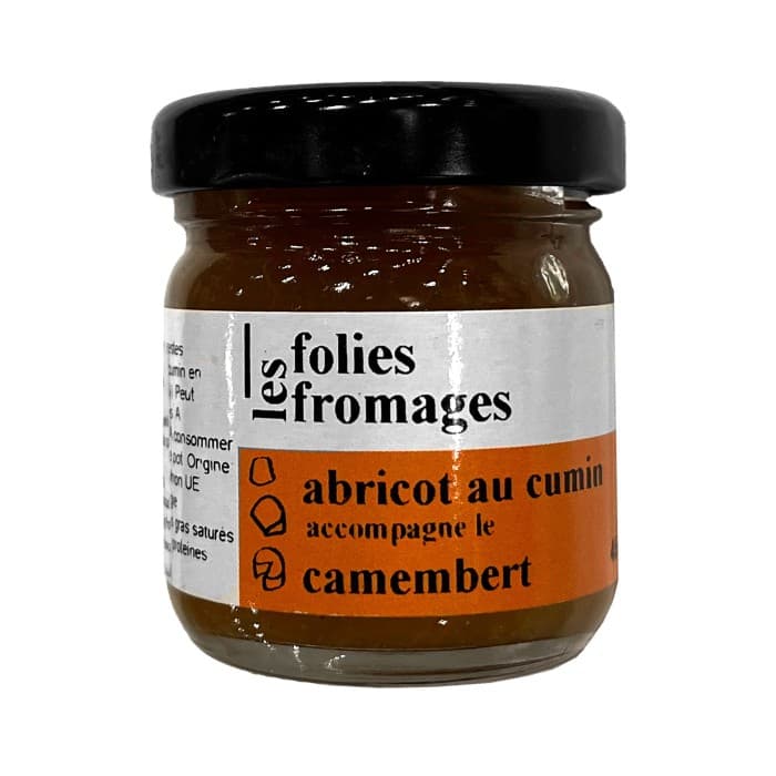 Les Folies Fromages Aprikos-, Kummin- & Apelsinskalsmarmelad 45g från Les Folies Fromages – köp hos Delitea
