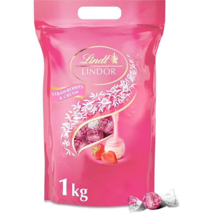 Lindt LINDOR Strawberries & Cream Chokladpraliner 80st, 1kg