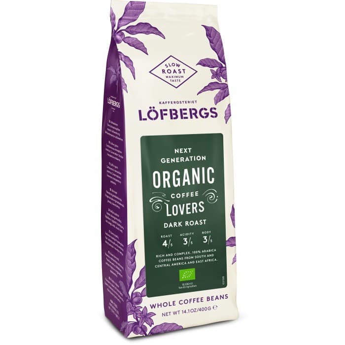 Löfbergs Organic Mörkrost Hela Bönor 400g