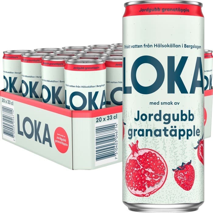 Loka Jordgubb & Granatäpple 20x33cl – från LOKA – 170 kr – hos Delitea