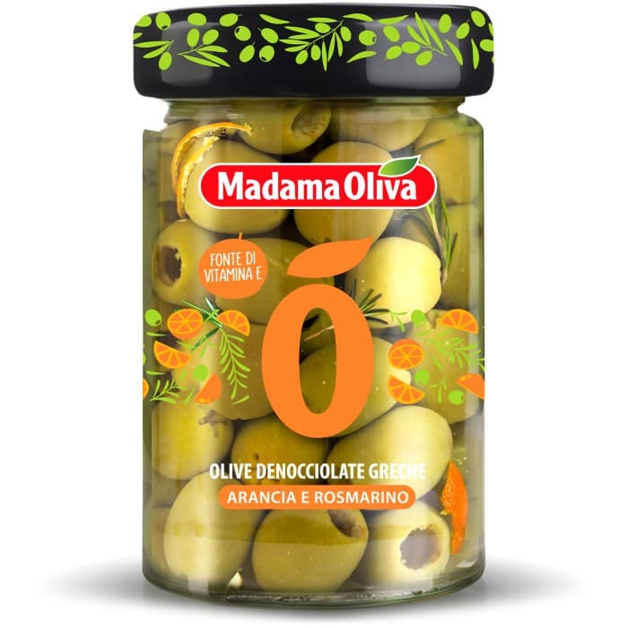 Madama Oliva Gröna Oliver Urkärnade Apelsin & Rosmarin 300g
