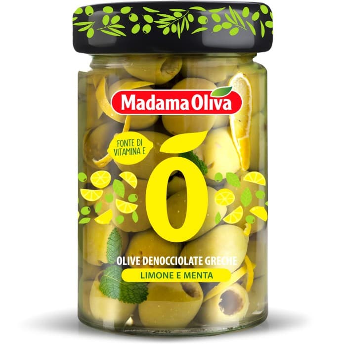 Madama Oliva Gröna Oliver Urkärnade Citron & Mynta 300g