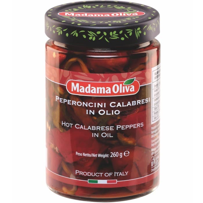 Madama Oliva Hela Chilifrukt Chilipeppar i Olja 260g – från Madama Oliva – 75 kr – hos Delitea