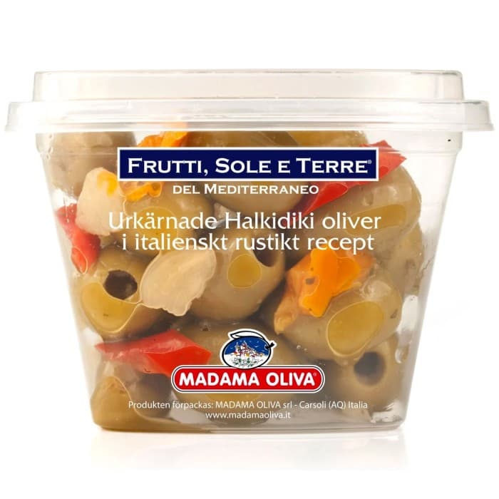 Madama Oliva Urkärnade Halkidiki Oliver i Italiensk Lantligt Recept 200g