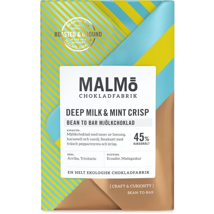 Malmö Chokladfabrik Craft Deep Milk Mint Crisp 45% 58g – från Malmö Chokladfabrik – 75 kr – hos Delitea