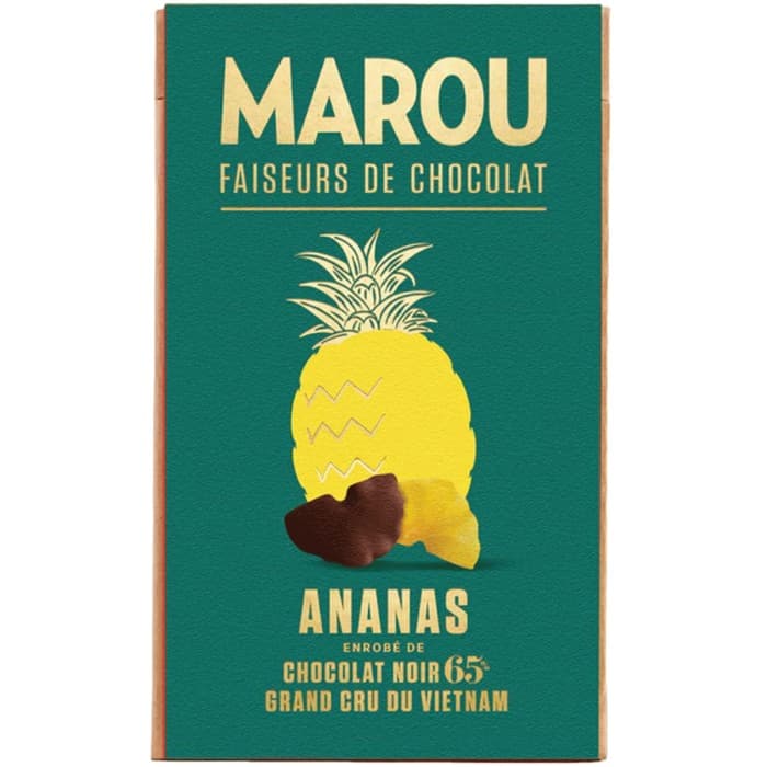 Marou Chokladdoppad Ananas Mörk Choklad Single Origin 100g – från Marou – 150 kr – hos Delitea