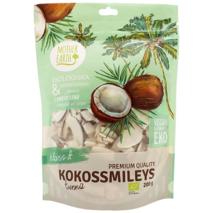 Mother Earth Kokossmileys Torkade Tunna Premium EKO 200g – från Mother Earth – 69 kr – hos Delitea