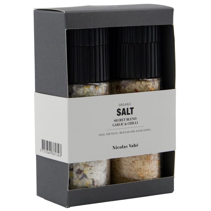 Nicolas Vahé Giftbox Organic Salt - Secret Blend + Garlic & Chilli 115g – från Nicolas Vahé – 199 kr – hos Delitea