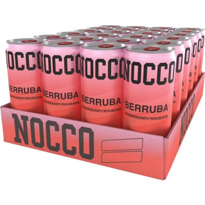 NOCCO Berruba Strawberry & Rhubarb Energidryck 24x33cl – från NOCCO – 499 kr – hos Delitea