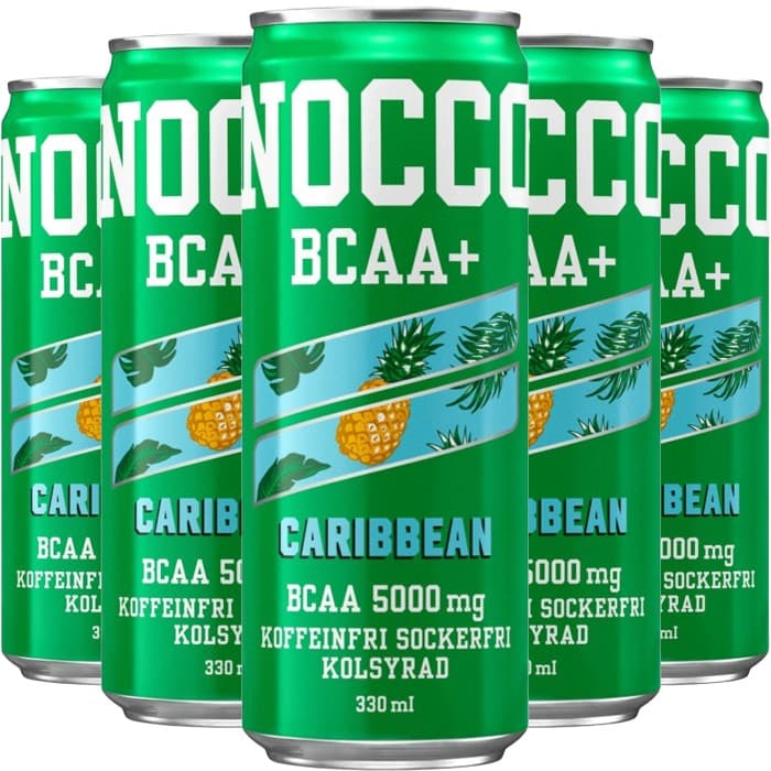 NOCCO Caribbean Koffeinfri BCAA+ 24x33cl – 449 kr – hos Delitea