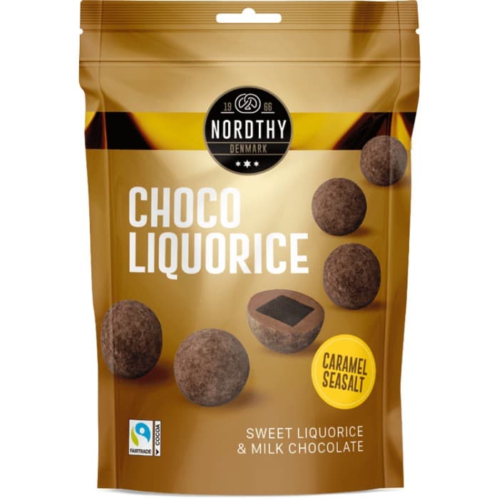Nordthy Chokladlakritsbollar Karamell & Havssalt 110g – från Nordthy – 25 kr – hos Delitea
