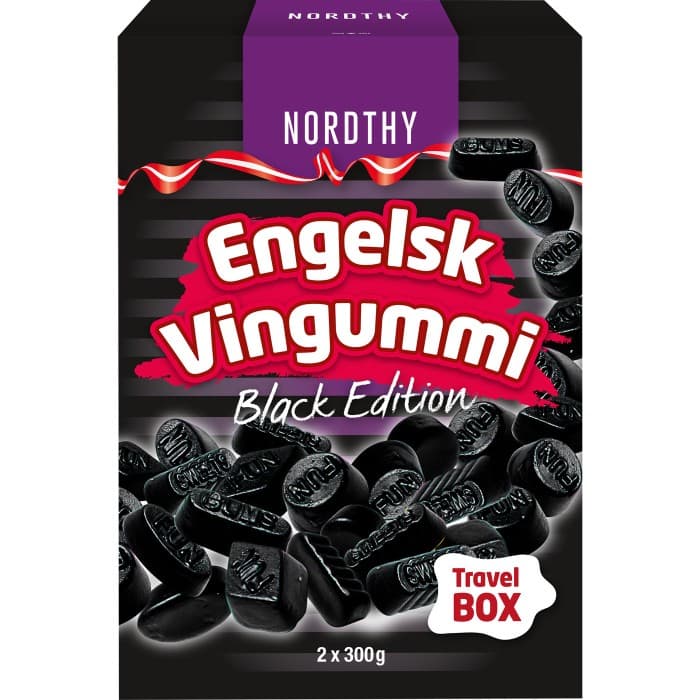 Nordthy Travelbox Engelsk Vingummi Black Edition 600g – från Nordthy – 79 kr – hos Delitea