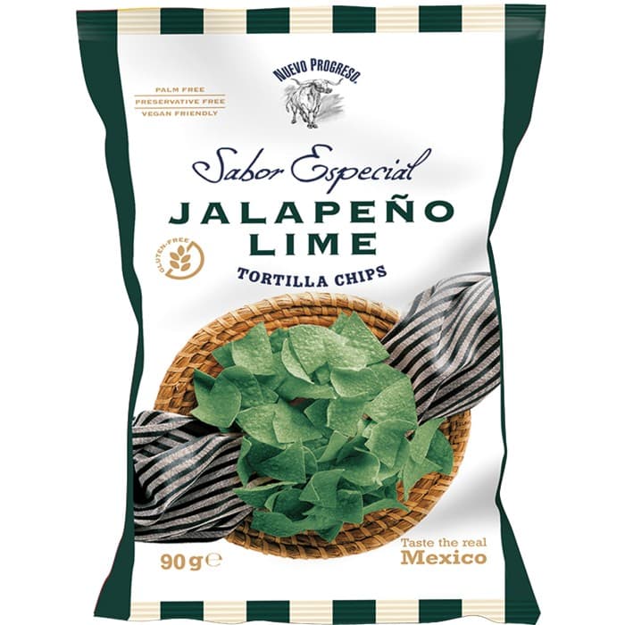 Nuevo Progreso Totopos Jalapeño & Lime Tortillachips 90g från Nuevo Progreso - köp hos Delitea