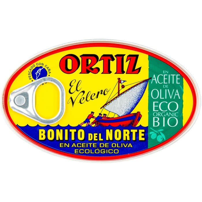 Ortiz Bonito del Norte Vit Tonfisk i Ekologisk Olivolja 112g – från Ortiz – 85 kr – hos Delitea
