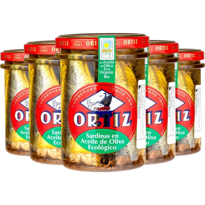 Ortiz Sardinas Sardiner i Ekologisk Olivolja Glas 6x190g – från Ortiz – 599 kr – hos Delitea