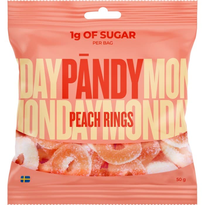 Pändy Candy Peach Rings Gelé- & Skumgodis 50g – från PÄNDY – 18 kr – hos Delitea