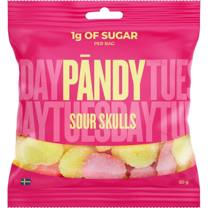 Pändy Candy Sour Skulls Skumgodis 50g – från PÄNDY – 18 kr – hos Delitea