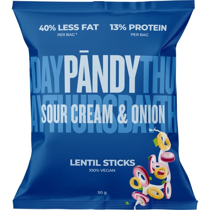 Pändy Lentil Rings Sourcream & Onion 50g – från PÄNDY – 14 kr – hos Delitea
