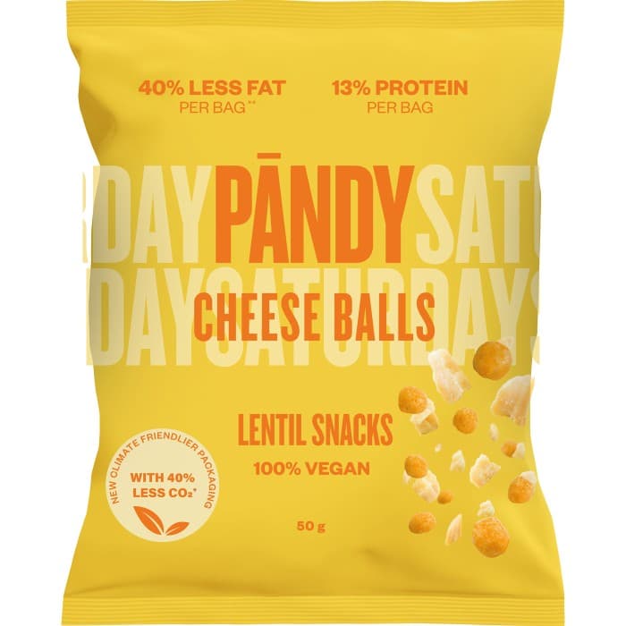 Pändy Lentil Snacks Cheese Balls 50g – från PÄNDY – 14 kr – hos Delitea