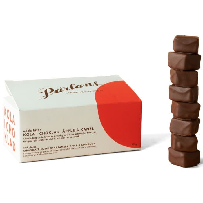 Pärlans Kola i Choklad Udda Bitar Äpple & Kanel 175g