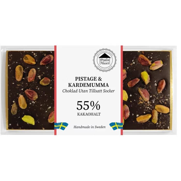 Pralinhuset 70% Choklad Pistage & Kardemumma utan tillsatt Socker 100g från Pralinhuset – köp hos Delitea