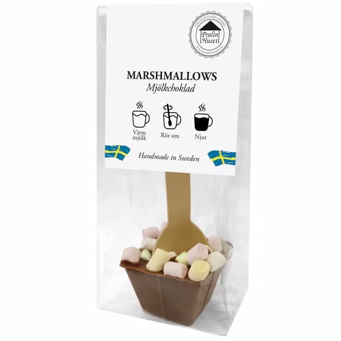 Pralinhuset Drickchokladklubba 40% Mjölkchoklad Marshmallows 50g – från Pralinhuset – 46 kr – hos Delitea